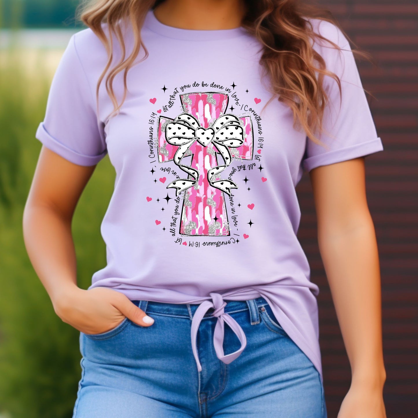 #0744 Pink brushstroke cross