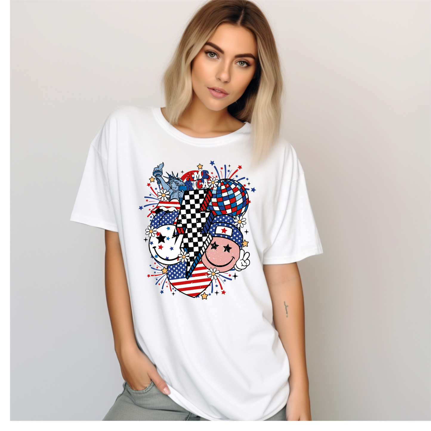#0116 Smiley retro 4th of July