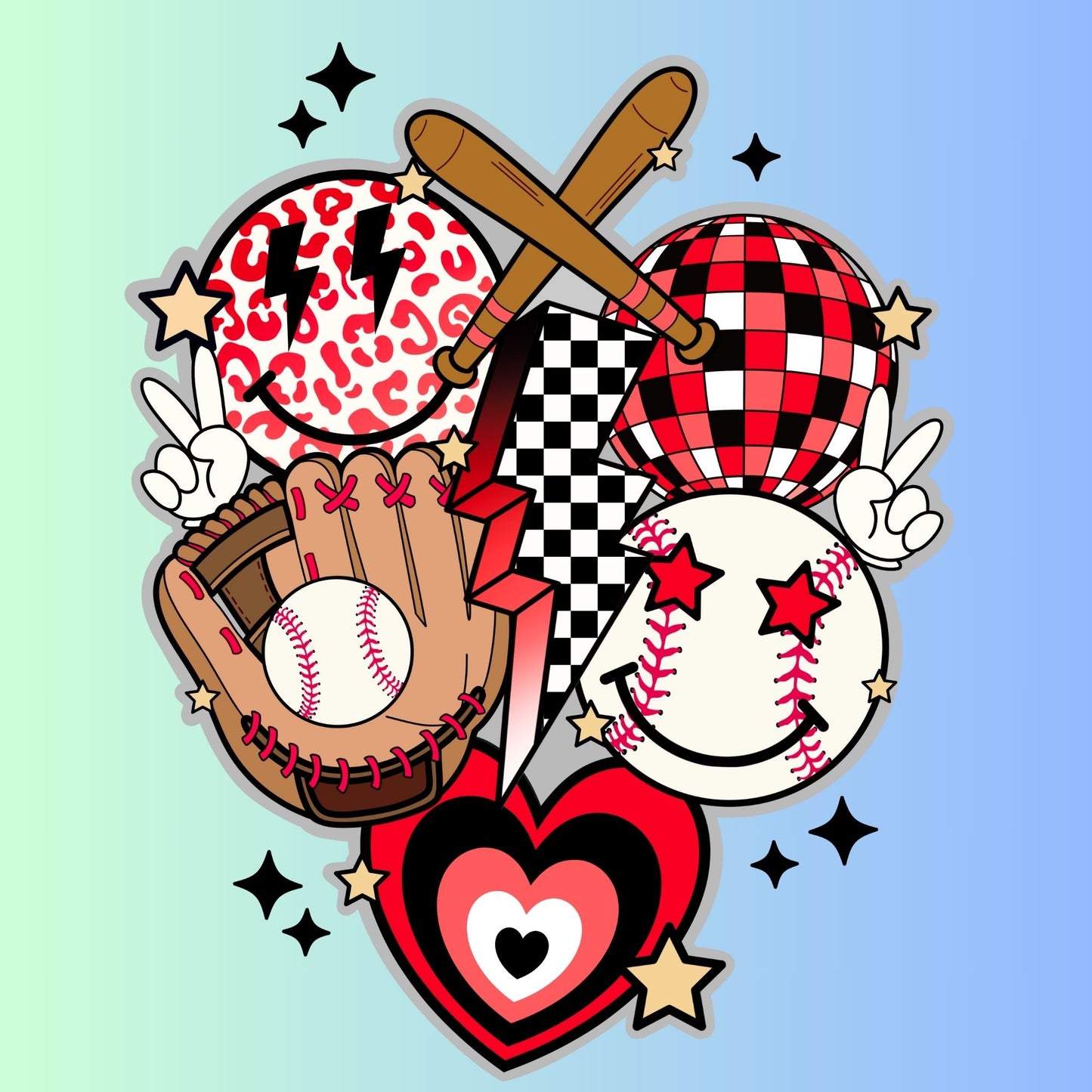 #0858 Retro Red Baseball