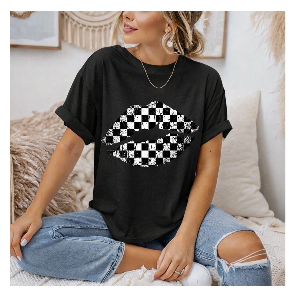 #4208 Checkered Lips