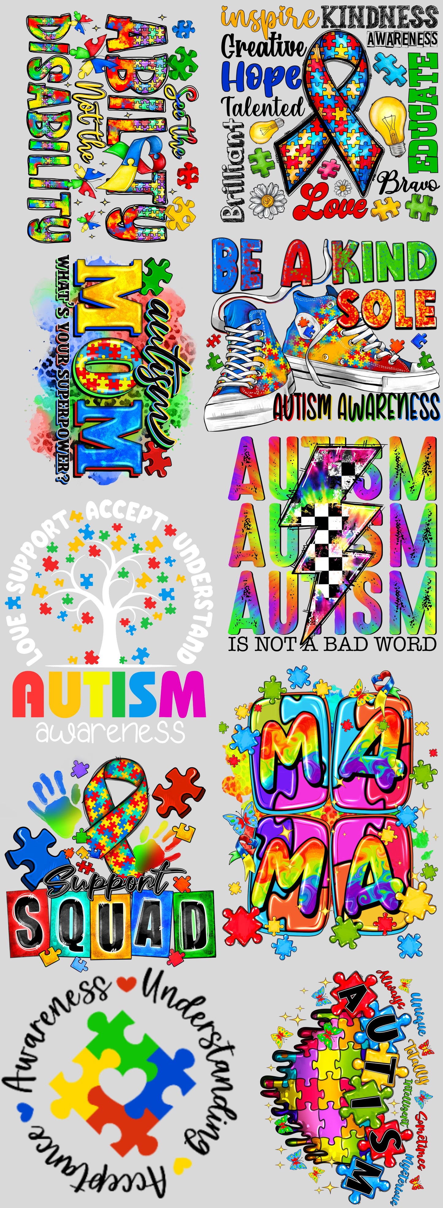 Autism Gang Sheet 22X60