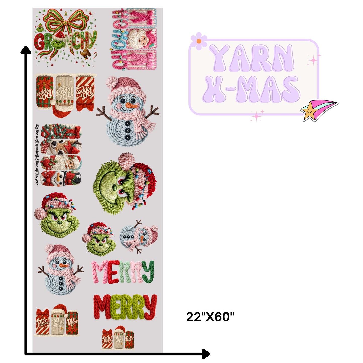 Premade DTF Gang Sheet Christmas Yarn