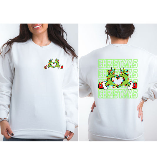 #0673   Christmas with Grinch Hands (Pocket Is Included)