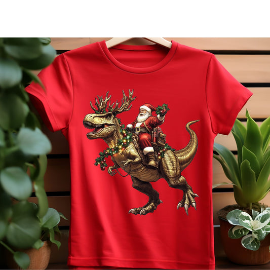 #0677   Santa Riding Dinosaur