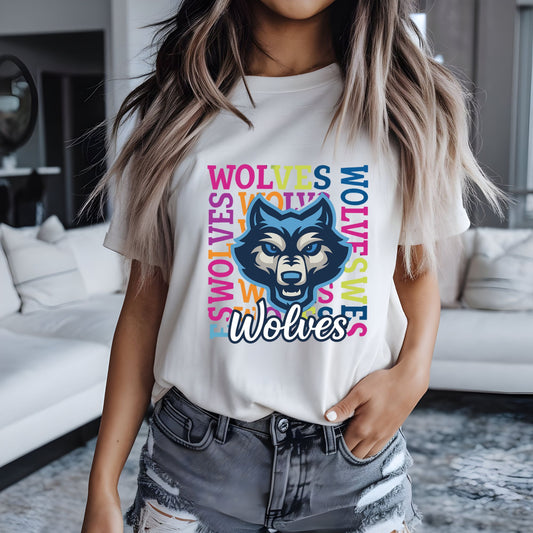 #0974 Scattered colorful Wolves